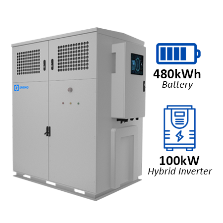 480 kWh lithium iron phosphate battery and 100 kW hybrid inverter specifications for large-scale energy storage system