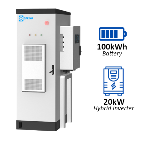 Applications of 100kWh battery and 20kW hybrid inverter energy storage system for residential, farm, store, and restaurant use.